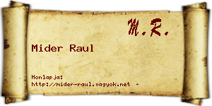 Mider Raul névjegykártya